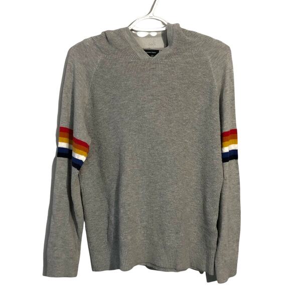 INC International Concepts Inc. Rainbow Stripe Sweatshirt Hoodie Sz Medium Gray - Picture 2 of 8